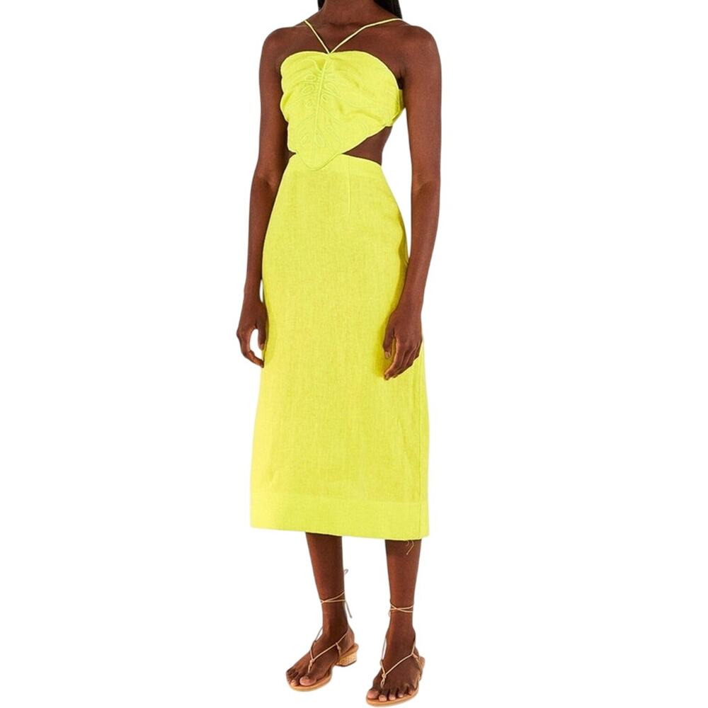 Farm Rio Monstera Linen Midi Dress Size Large